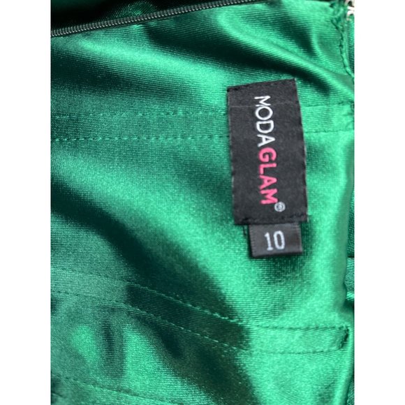 Moda Glam Women’s Green Long Evening Haltered Dress Sz 10 - Picture 8 of 10